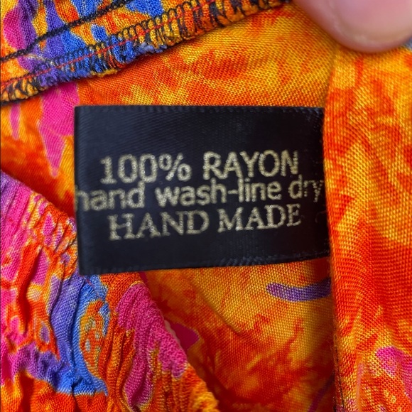 Floral Hawaiian tropical vintage tie dye parachute pants - Picture 5 of 6